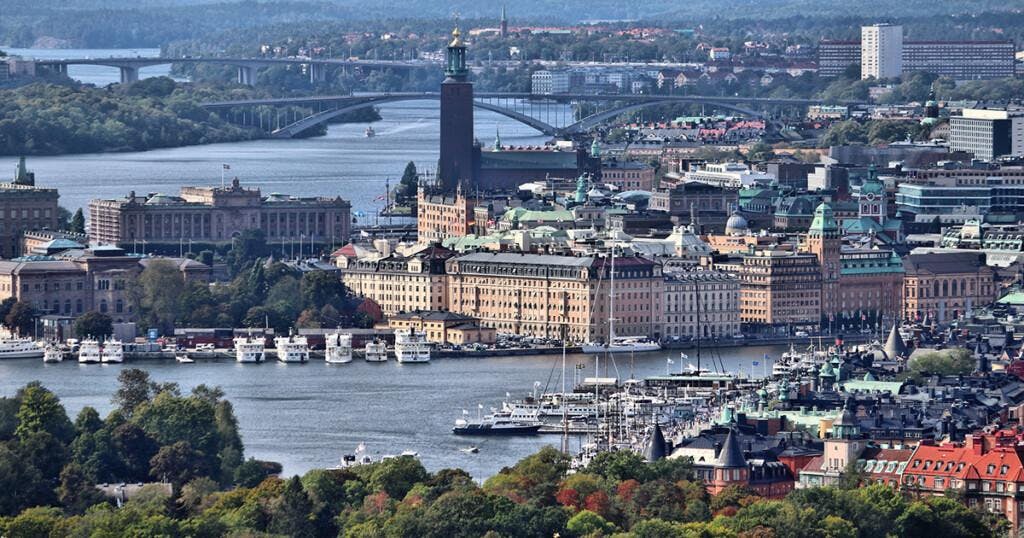 Islands of Stockholm city in Sweden. Aerial view.